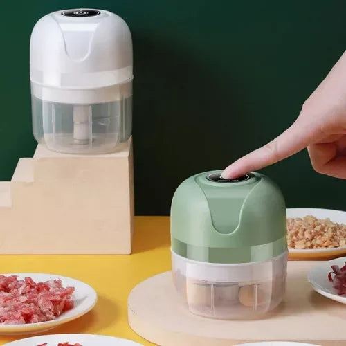 Mini Processador Elétrico Moedor de Carnes e  Vegetais Recarregável USB