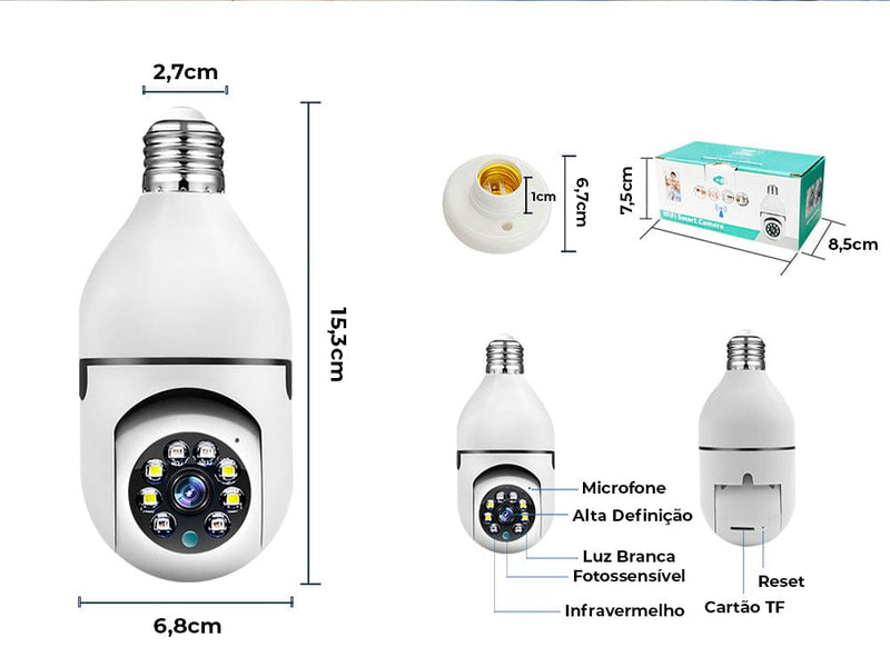 Lâmpada Câmera Full HD Inteligente 360 graus